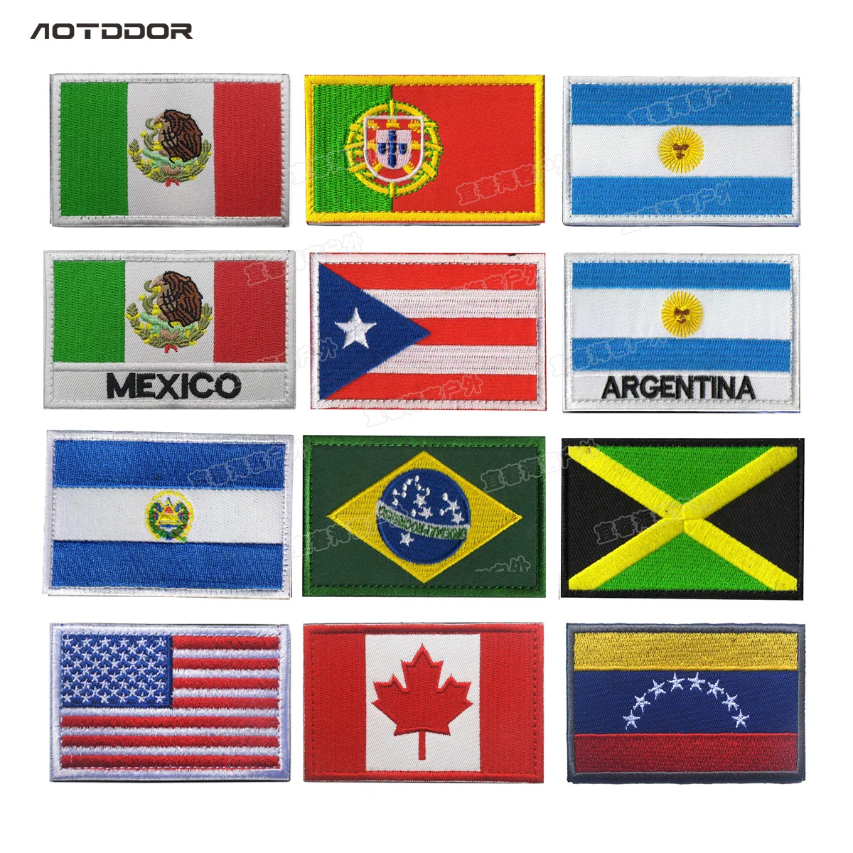

North America Flags Mexico Portugal Argentina Jamaica Morale Patch Cloth Label Pack Posted Embroidered Armband Velcro