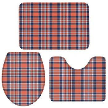 3 Pieces Bathroom Set British Style Blue Orange Geometric Check Bath Set Toilet Cover Mat Pedestal Rug Non-Slip Bathroom Rug Set
3 Pieces Bathroom Set British Style Blue Orange Geometric Check Bath Set Toilet Cover Mat Pedestal Rug Non-Slip Bathroom Rug Set
