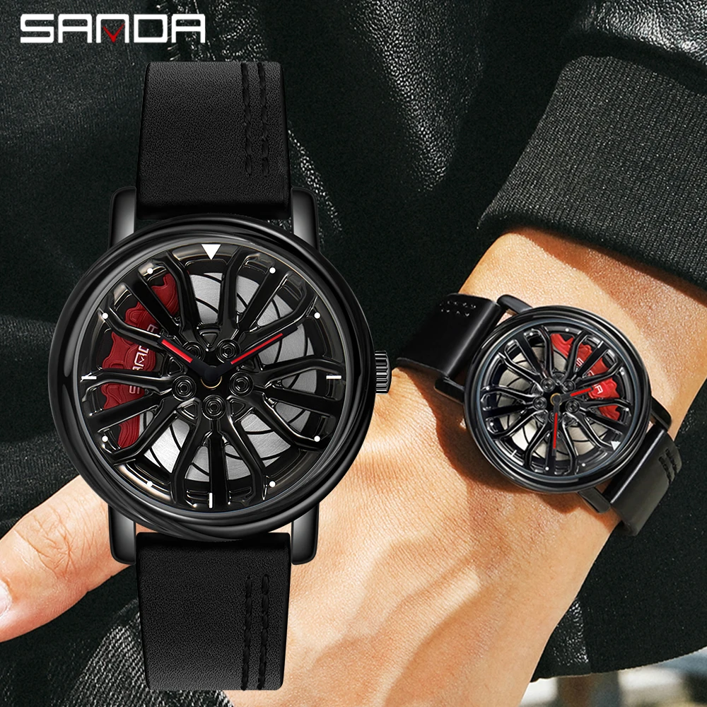 Фото Лидер продаж мужские часы с вращающимся циферблатом на 360 колесах автомобиля