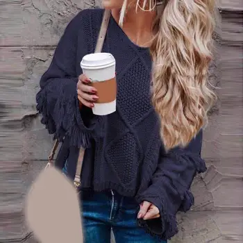 Fashion Solid Women Knit Sweater Flare Sleeve Tassel Patchwork Sweaters 2019 Autumn Winter Casual Sweaters Pullovers
Fashion Solid Women Knit Sweater Flare Sleeve Tassel Patchwork Sweaters 2019 Autumn Winter Casual Sweaters Pullovers