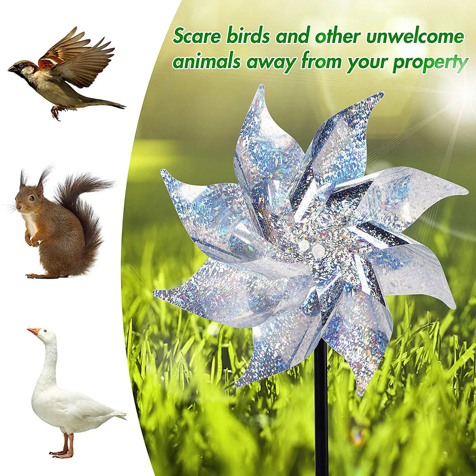 1Pcs Bird Repeller Pinwheel Reflective Protect Garden Plant Flower Bird Repellent Windmill Garden Decoration Reflective Pinwheel
1Pcs Bird Repeller Pinwheel Reflective Protect Garden Plant Flower Bird Repellent Windmill Garden Decoration Reflective Pinwheel