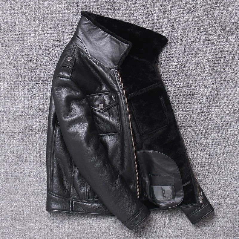 Genuine Luxury Leather Lapel Fur Short Coat Men Brand Winter Sheepskin Moto Biker Jacket Business Casual Warm Outwear Plus Siz
Genuine Luxury Leather Lapel Fur Short Coat Men Brand Winter Sheepskin Moto Biker Jacket Business Casual Warm Outwear Plus Siz