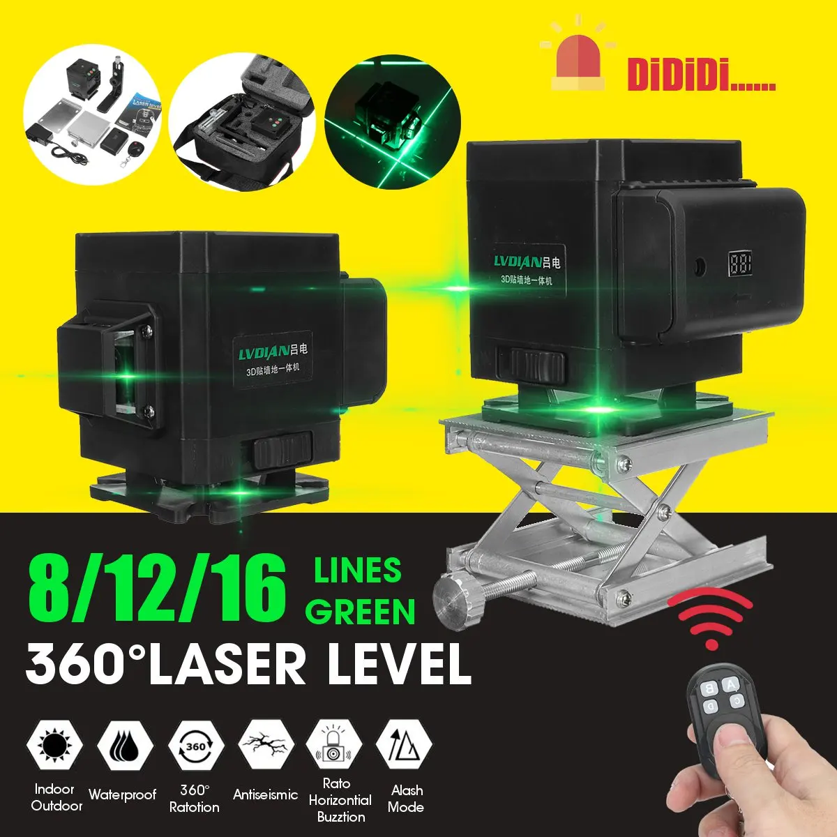 8/12/16 Lines 4D Green Laser Level Horizontal And Vertical Powerful Cross Lines With Auto Self-Leveling Indoors and Outdoors
8/12/16 Lines 4D Green Laser Level Horizontal And Vertical Powerful Cross Lines With Auto Self-Leveling Indoors and Outdoors