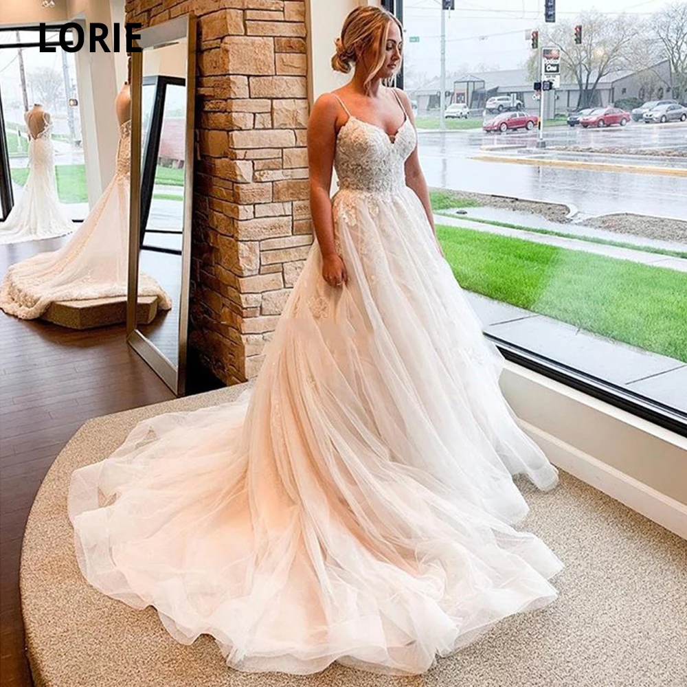 LORIE Elegant Lace Wedding Dresses Tulle 2020 Spaghetti Straps Bridal Gowns Backless V-neck Wedding Gowns Custom Made Plus Size
LORIE Elegant Lace Wedding Dresses Tulle 2020 Spaghetti Straps Bridal Gowns Backless V-neck Wedding Gowns Custom Made Plus Size