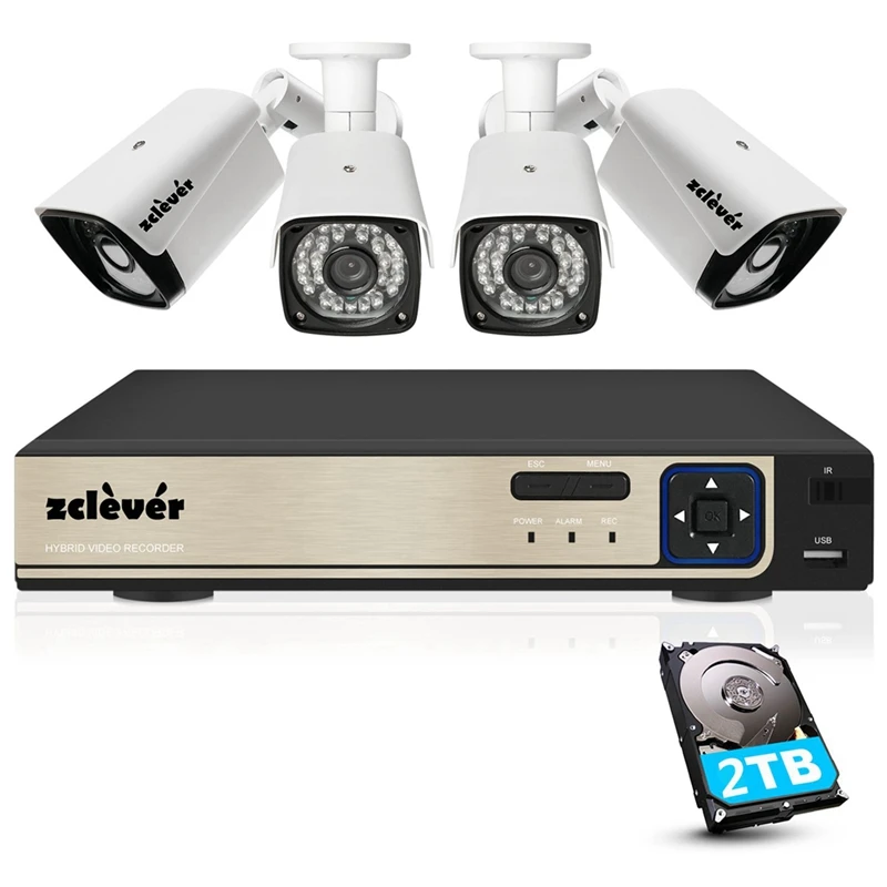 

1080P HD Security Camera System Home Video Surveillance 8CH DVR and 4pcs 2.0MP Weatherproof IP66 Bullet Cameras Night Vision