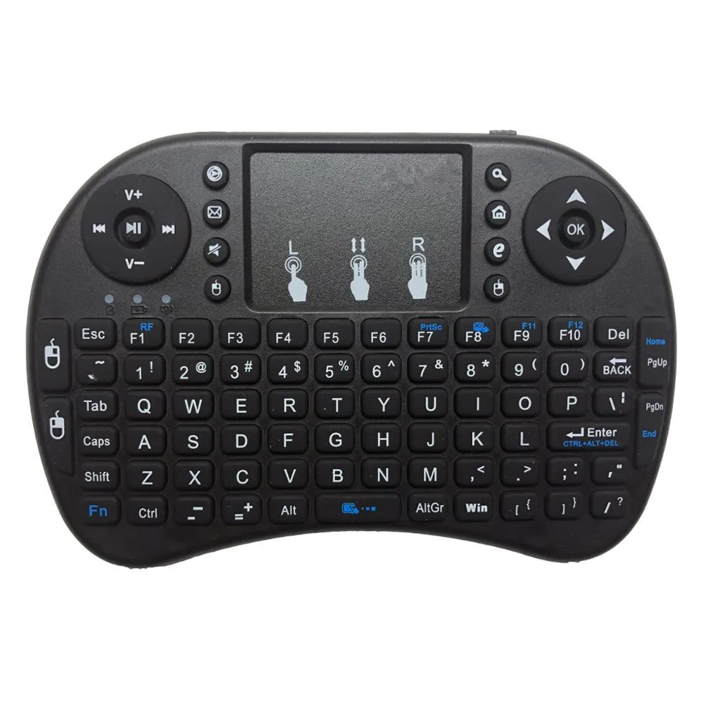 2 4 ГГц USB touch pad I8 Мини Беспроводная клавиатура с разноцветной светодиодной