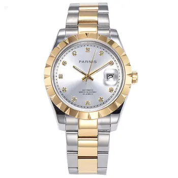 Sapphire crystal Parnis 39mm silver dial gold plated bezel stainless steel deployment buckle automatic movement men's watch
Sapphire crystal Parnis 39mm silver dial gold plated bezel stainless steel deployment buckle automatic movement men's watch