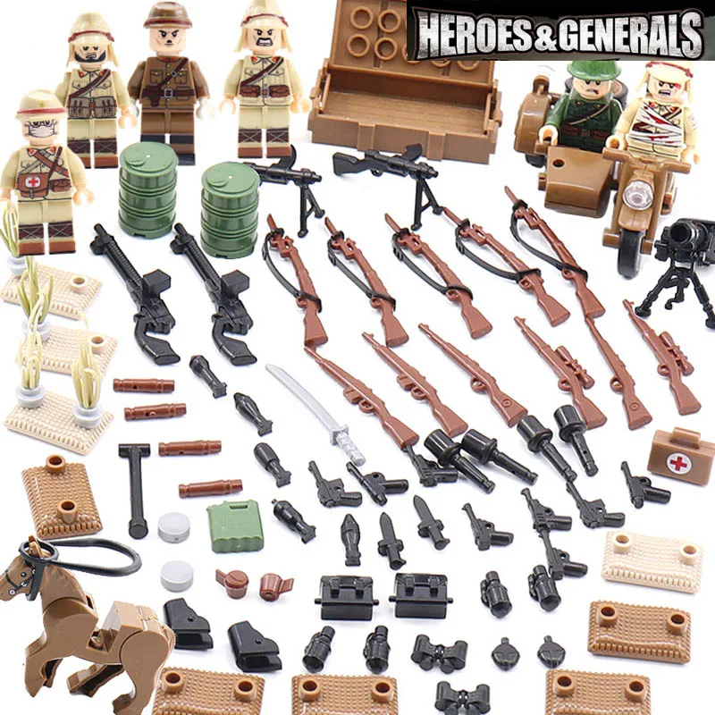6PCS Enlighten Military Army World War 2 WW2 Japanese Soldier Minifigure Weapon Gun Building Blocks Bricks Toys Children Gifts
6PCS Enlighten Military Army World War 2 WW2 Japanese Soldier Minifigure Weapon Gun Building Blocks Bricks Toys Children Gifts