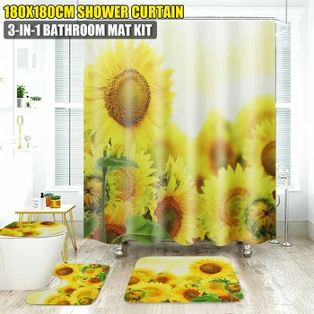 Beatiful 3D Sunset Sunflower Waterproof Shower Curtain Hooks Non-Slip Bath CarpetsToilet Mats for Bathroom Decor Bath Mat Set
Beatiful 3D Sunset Sunflower Waterproof Shower Curtain Hooks Non-Slip Bath CarpetsToilet Mats for Bathroom Decor Bath Mat Set