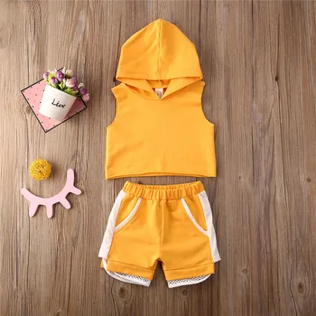 Newborn Baby Boys Girls Sleeveless Hooded Sleeveless T-Shirts Solid Color Short Pants Children Sportwear Two Piece Clothing Set
Newborn Baby Boys Girls Sleeveless Hooded Sleeveless T-Shirts Solid Color Short Pants Children Sportwear Two Piece Clothing Set