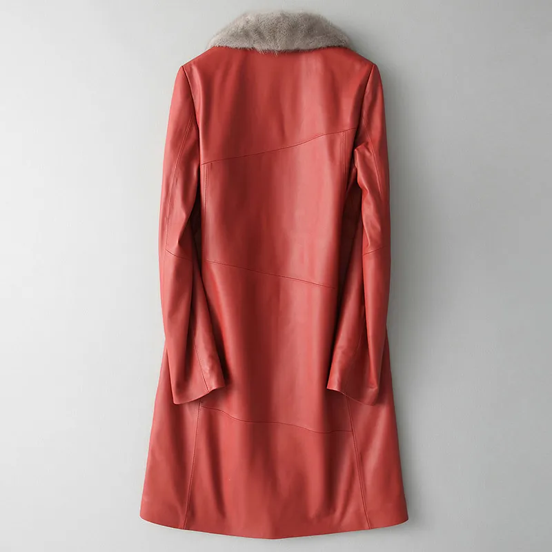 Genuine Leather Jacket Red Real Sheepskin Coat Female Natural Mink Fur Collar Women's Winter Down Jackets 28028 WYQ2086
Genuine Leather Jacket Red Real Sheepskin Coat Female Natural Mink Fur Collar Women's Winter Down Jackets 28028 WYQ2086
