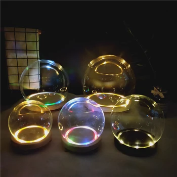 Small Packing Different Size Colorful Luminous Base Round Glass Dome Diameter=13cm 15cm Glass Cover Wedding Favor Gift 
Small Packing Different Size Colorful Luminous Base Round Glass Dome Diameter=13cm 15cm Glass Cover Wedding Favor Gift