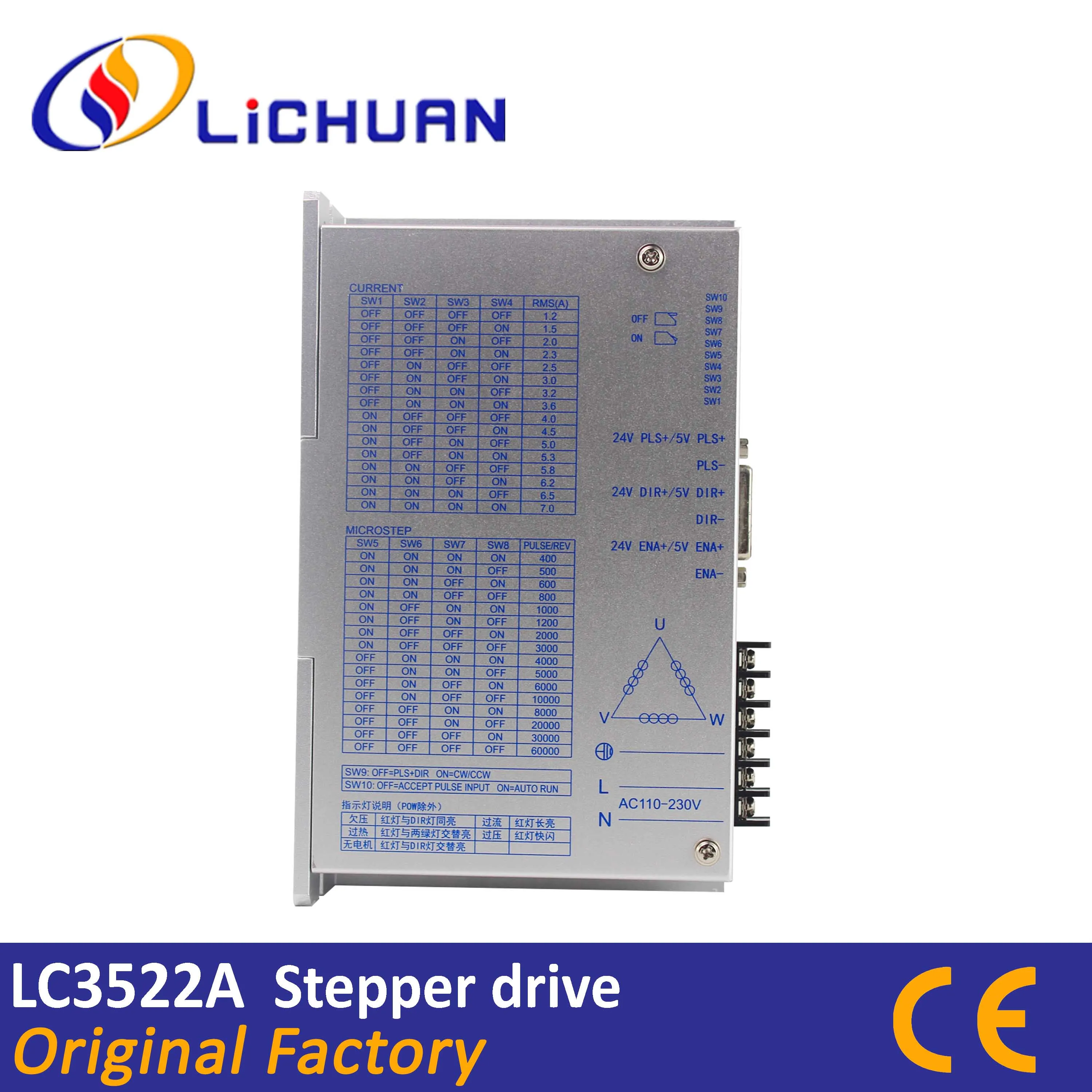 Трехфазный шаговый драйвер Lichuan, 220 В переменного тока, nema34 и nema42, AC220 в, 7A, LC3522A
Трехфазный шаговый драйвер Lichuan, 220 В переменного тока, nema34 и nema42, AC220 в, 7A, LC3522A