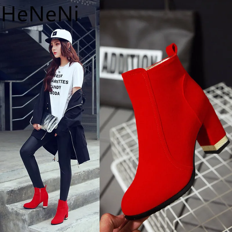 2019 Winter New Women Ankle Boots Flock Zip Pointed Toe Footwear Thick High Heels Female Boot Shoes Women zapatos de mujer
2019 Winter New Women Ankle Boots Flock Zip Pointed Toe Footwear Thick High Heels Female Boot Shoes Women zapatos de mujer