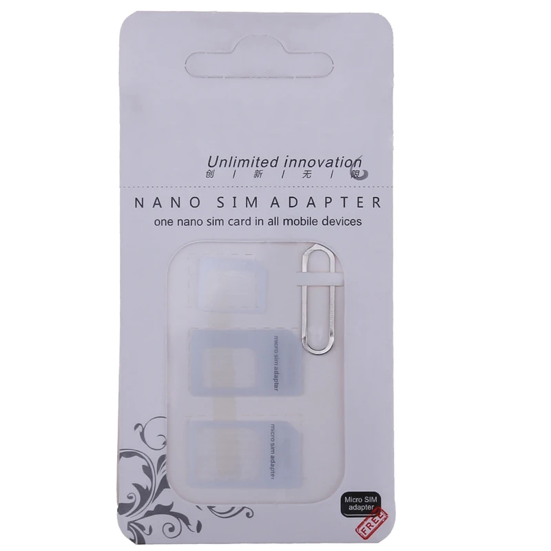 Nano SIM Card Adapter 4 In 1 Micro Sim Adapter With Eject Pin Key Retail Package For IPhone /6/6S/7/8 Plus/ X
Nano SIM Card Adapter 4 In 1 Micro Sim Adapter With Eject Pin Key Retail Package For IPhone /6/6S/7/8 Plus/ X