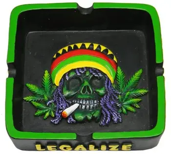 4.25" Rasta Skull With Hemp Leaves Square Ashtray By Rastatrays
4.25" Rasta Skull With Hemp Leaves Square Ashtray By Rastatrays