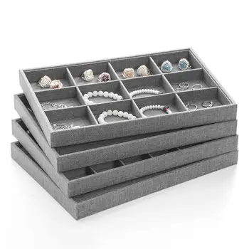 Sackcloth Stackable Jewelry Display Tray Necklace Ring Organizer Earring Storage Box
Sackcloth Stackable Jewelry Display Tray Necklace Ring Organizer Earring Storage Box