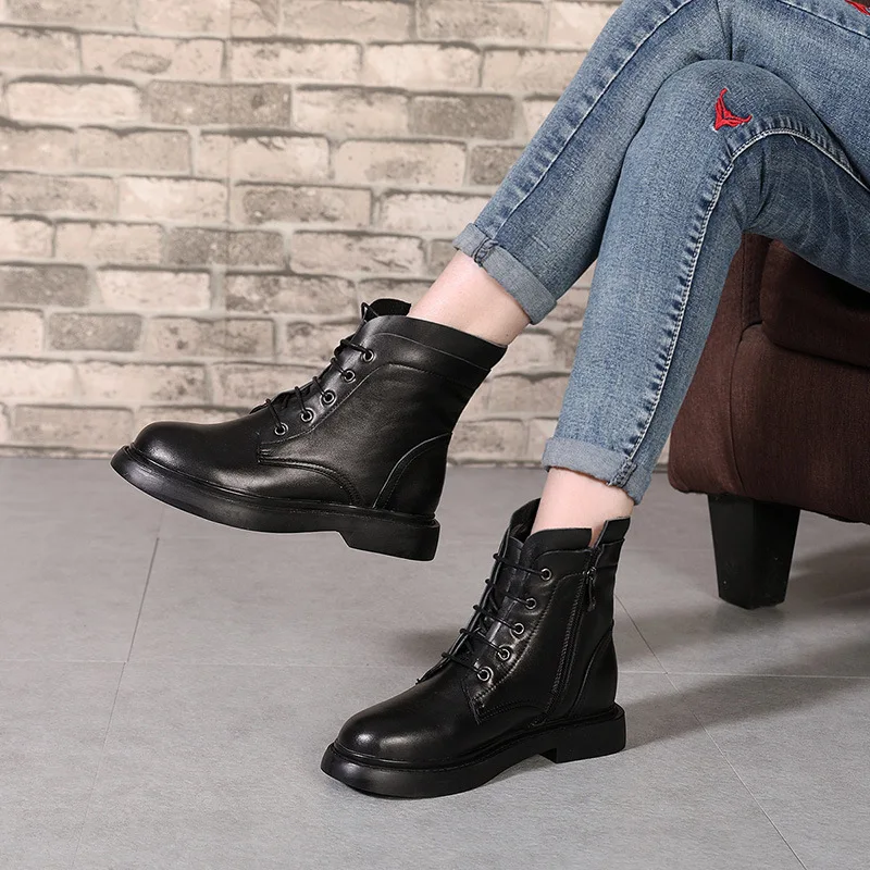 SWONCO Genuine Leather Martin Boots Female 2019 Autumn And Winter Warm Fur Snow Boots For Woman High Top Shoes Black Casual Shoe 
SWONCO Genuine Leather Martin Boots Female 2019 Autumn And Winter Warm Fur Snow Boots For Woman High Top Shoes Black Casual Shoe