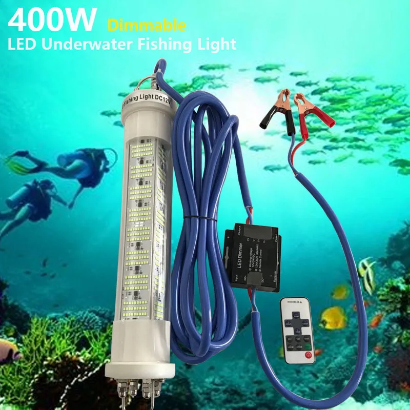 Фото High Power 400W 12V/24VDC Blue Color LED Underwater Fishing Diving Lights with 5M Cable | Лампы и освещение