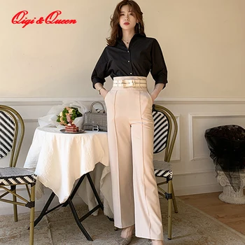 Qiqi&queen Spring New OL 2-piece Suits Women Elegant Black Single-breasted Crop Top & High Waist Long Pants Casual Work Sets
Qiqi&queen Spring New OL 2-piece Suits Women Elegant Black Single-breasted Crop Top & High Waist Long Pants Casual Work Sets