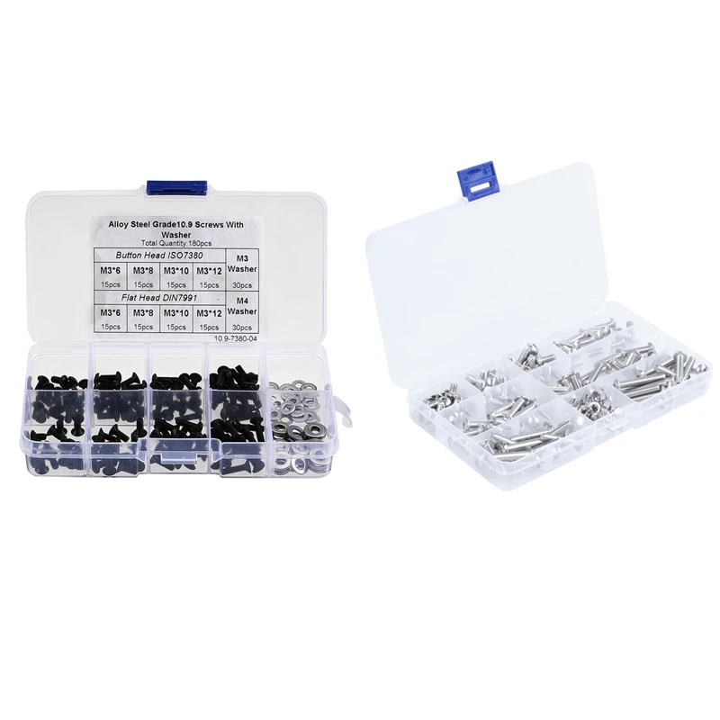 Big deal 180Pcs Alloy Steel M3 Hex Socket Button Head Flat Heat Screw M3 M4 Washer Assortment & 150Pcs M5 Stainless Steel Button
Big deal 180Pcs Alloy Steel M3 Hex Socket Button Head Flat Heat Screw M3 M4 Washer Assortment & 150Pcs M5 Stainless Steel Button