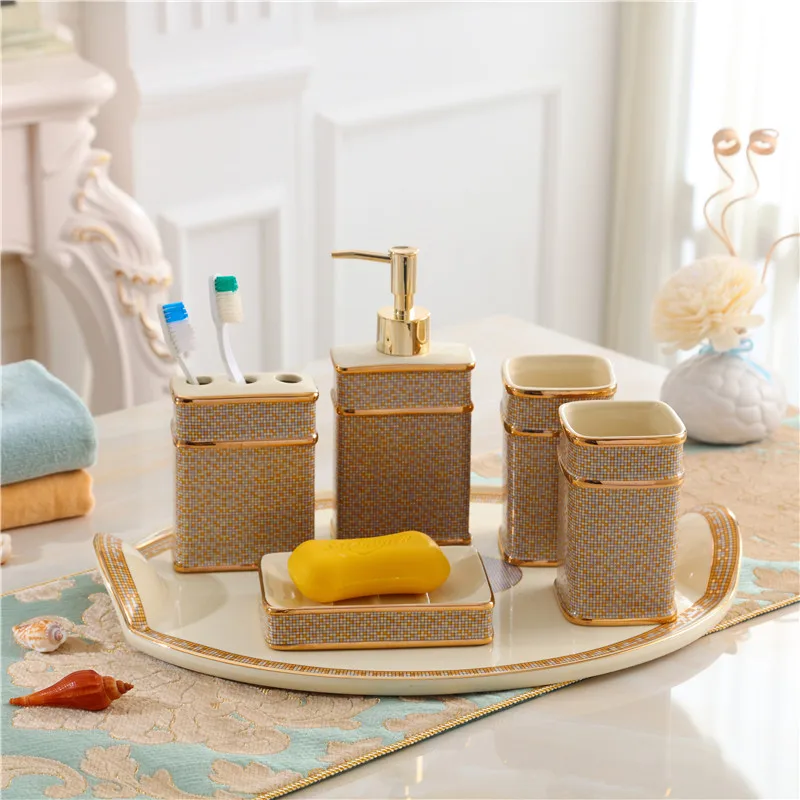 Bathroom Accessories Set Ceramic Soap Dish Toothbrush Holder With Gargle Cup With Tray 5/6 Pieces Wash Set Wedding Gifts
Bathroom Accessories Set Ceramic Soap Dish Toothbrush Holder With Gargle Cup With Tray 5/6 Pieces Wash Set Wedding Gifts