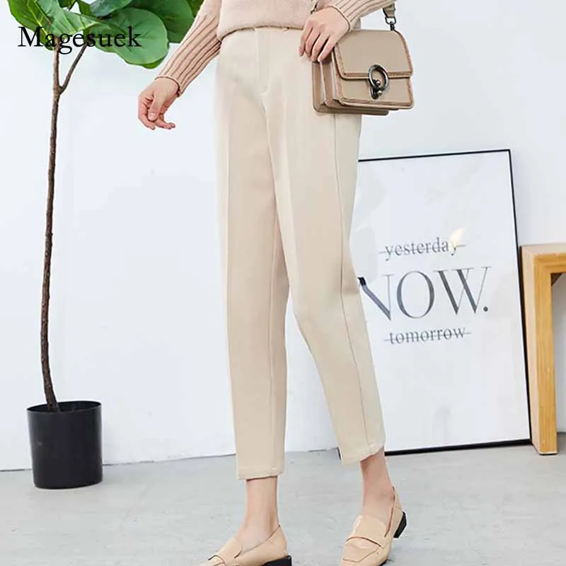 

New Autumn and Winter Elastic Waist Harem Pants Woolen Capri-Pants Big Girl Thicken Pants Women Padded Trousers 10942