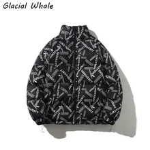 

GlacialWhale Down Jacket Men Winter Graffiti Jacket Coat Fashion Solid Windproof Oversized Hip Hop Streetwear Black Jackets Mens
