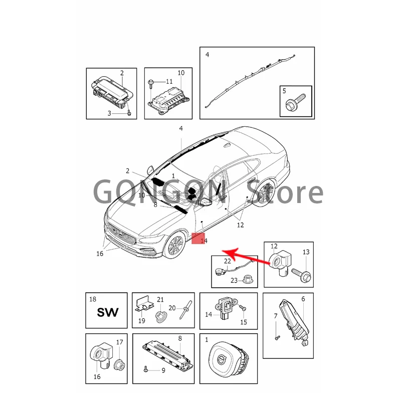 

CAR collision sensor 2015-2020vol voxc90 xc60 v90 cross country v90 s90l s90 front door sensor radar assembly collision sensor