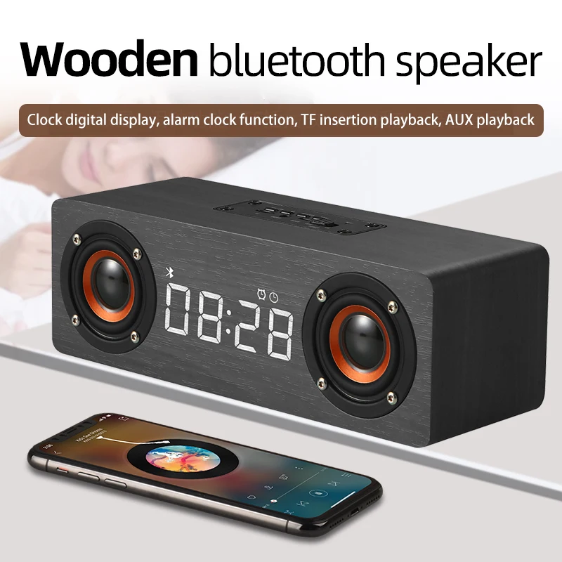 M5C Wooden Alarm Clock Bluetooth Speaker Portable Wireless Hands-free MIC TF Card AUX Bass Speaker FM Radio LED Digital Display
M5C Wooden Alarm Clock Bluetooth Speaker Portable Wireless Hands-free MIC TF Card AUX Bass Speaker FM Radio LED Digital Display