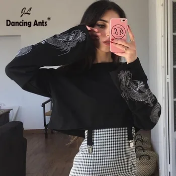 2020 Grunge Woman Hoodies Gothic Hoodie Women Long Sleeve Streetwear Dragon Print Long SLeeve Cropped Top
2020 Grunge Woman Hoodies Gothic Hoodie Women Long Sleeve Streetwear Dragon Print Long SLeeve Cropped Top