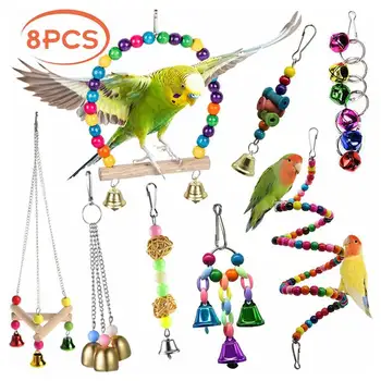 8Pcs/set Chewing Bite Toys Parrot Hanging Toy Rotating Ladder Tripod Stand Swing String of Bells Bird Parakeet Cage Pet Supplies
8Pcs/set Chewing Bite Toys Parrot Hanging Toy Rotating Ladder Tripod Stand Swing String of Bells Bird Parakeet Cage Pet Supplies