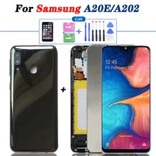 Ensemble écran tactile LCD de remplacement, couverture arrière gratuite, pour Samsung Galaxy A20e A202 A202F, Original=