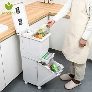 Mrosaa Kitchen Garbage Bag Holder Sorting Trash Can Rubbish Bin Dry And Wet Separation Recyclable Storage Waste Bin with wheel
Mrosaa Kitchen Garbage Bag Holder Sorting Trash Can Rubbish Bin Dry And Wet Separation Recyclable Storage Waste Bin with wheel