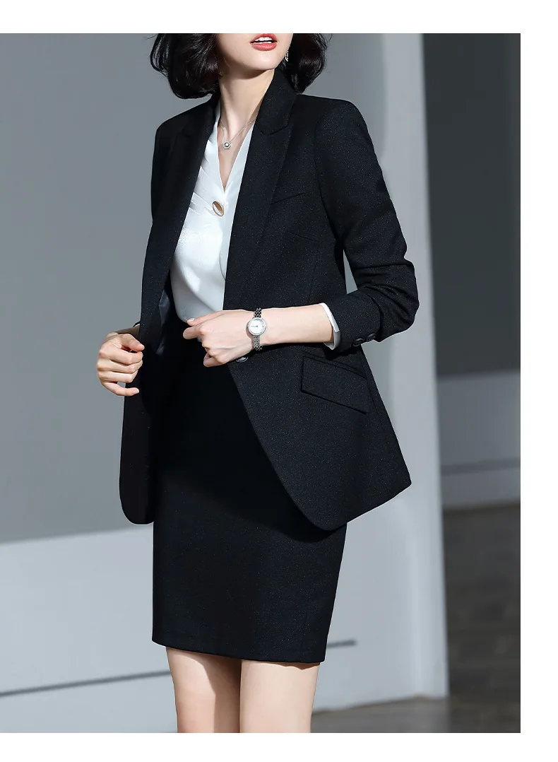 Women's suits autumn and winter new single buckle fashion professional decoration body slim trousers women's two-piece suit