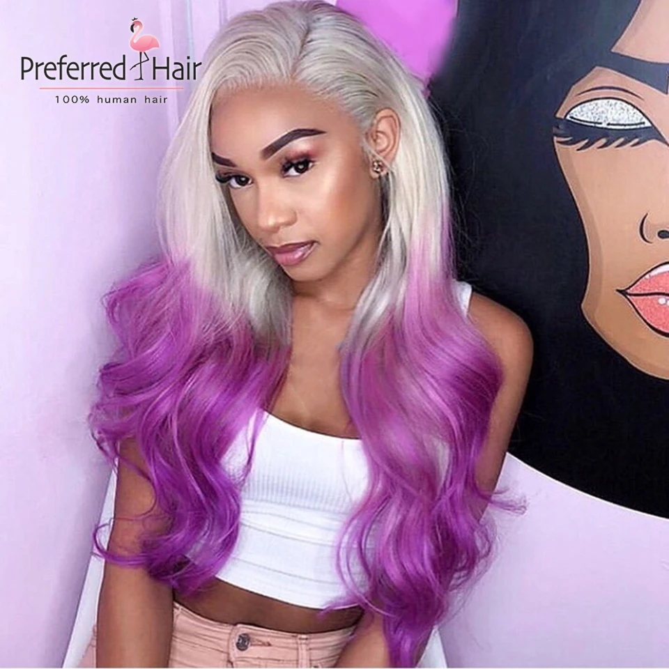 Preferred Loose Wave Lace Front Wig 13x4 Preplucked Ombre Purple Human Hair Wig With Baby Hair Transparent Lace Wigs For Women
Preferred Loose Wave Lace Front Wig 13x4 Preplucked Ombre Purple Human Hair Wig With Baby Hair Transparent Lace Wigs For Women