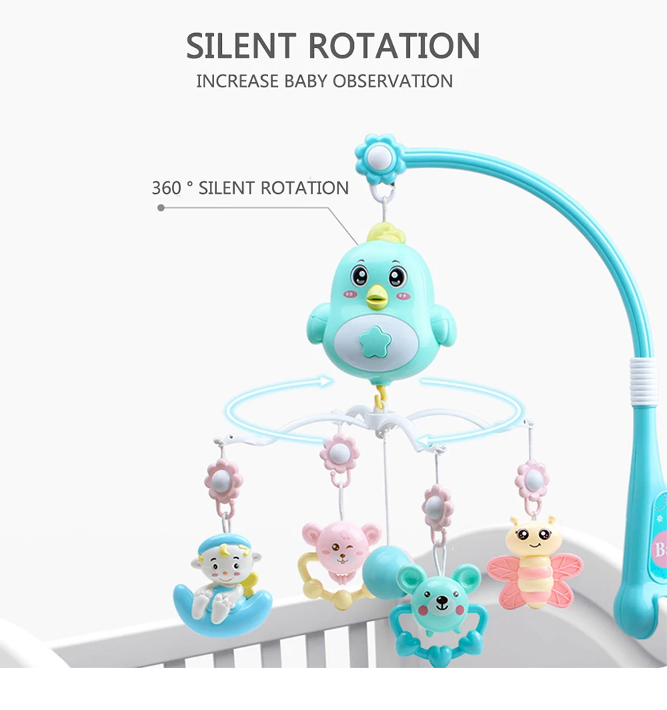 Baby Rattles Crib Mobiles Baby Toys Holder Rotating Mobile Bed Bell Musical Box Projection 0-12 Months Newborn Infant Boy Toys