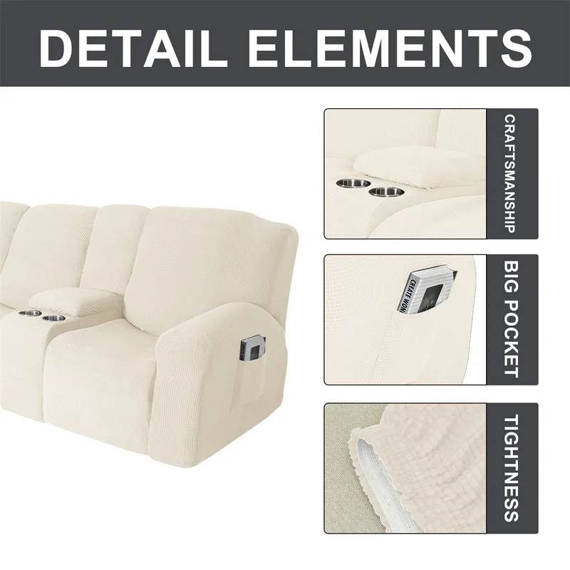 Housse extensible pour fauteuil inclinable 3 places, avec porte-gobelet, en polaire, pour salon Housse extensible pour fauteuil inclinable 3 places, avec porte-gobelet, en polaire, pour salon