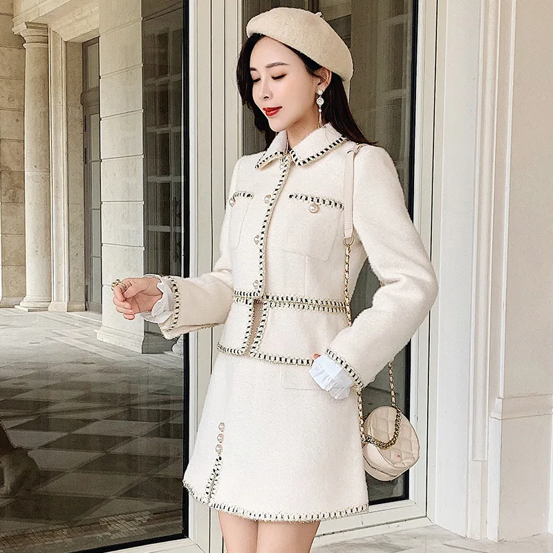 2019 Autumn And Winter Slim Fit Slimming Two-Piece Set Weaving Edge Yellow Gold Mink Elegant Cropped Jacket Skirt Graceful WOMEN
2019 Autumn And Winter Slim Fit Slimming Two-Piece Set Weaving Edge Yellow Gold Mink Elegant Cropped Jacket Skirt Graceful WOMEN