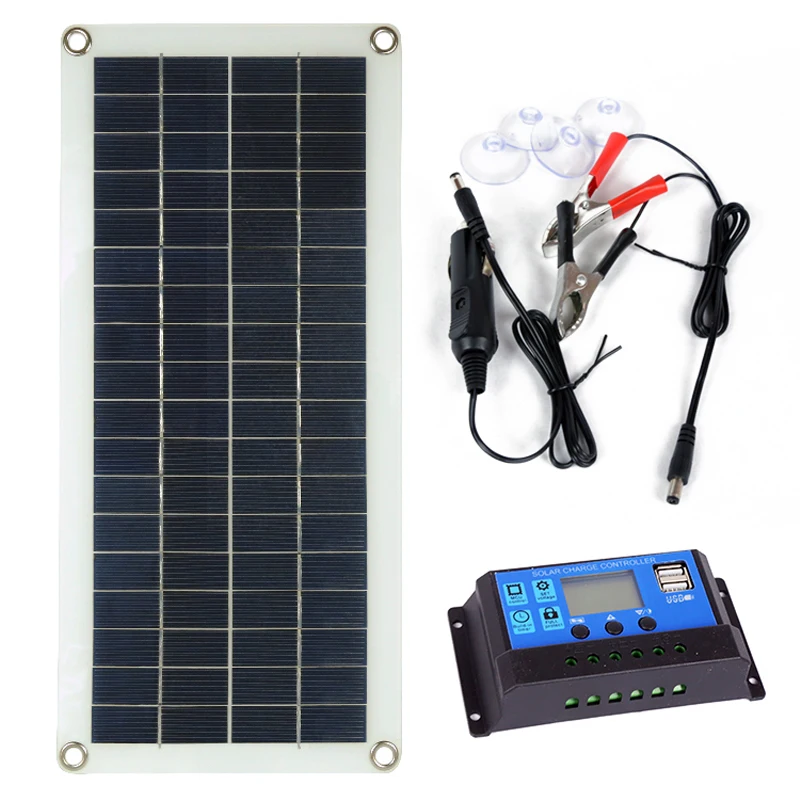 30W12V Dual USB Flexible Solar Panel Battery Charger Kit Solar Controller Combination
30W12V Dual USB Flexible Solar Panel Battery Charger Kit Solar Controller Combination