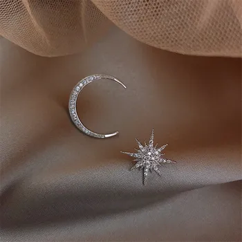 Fashion Jewelley Asymmetry 925 Sterling Silver Crystal Moon Star Stud Earrings For Women Pendientes eh022
Fashion Jewelley Asymmetry 925 Sterling Silver Crystal Moon Star Stud Earrings For Women Pendientes eh022