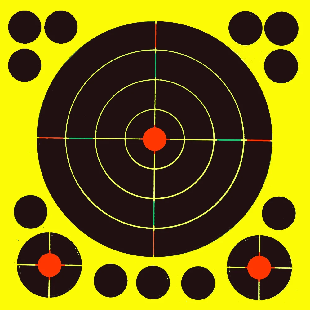 8”x8" Self-Adhesive Splatter Splash & Reactive(Tri-Colors Impact) Shooting Sticker Targets(Bulls-eyes) 25 Pcs per Pack
8”x8" Self-Adhesive Splatter Splash & Reactive(Tri-Colors Impact) Shooting Sticker Targets(Bulls-eyes) 25 Pcs per Pack