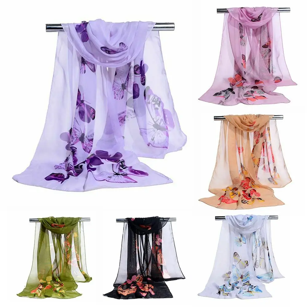 New Trendy Elegant Silk Scarves Women's Butterfly Flower Print Long Chiffon Scarf Soft Wrap Lady Shawl Fashion Accessories
New Trendy Elegant Silk Scarves Women's Butterfly Flower Print Long Chiffon Scarf Soft Wrap Lady Shawl Fashion Accessories
