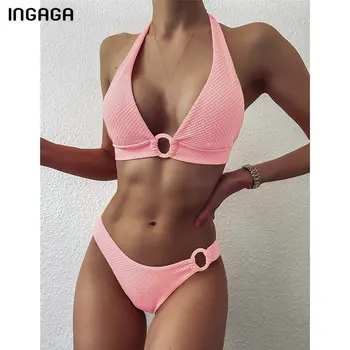 INGAGA Pink Bikinis Swimsuits Bandage Halter Swimwear Women Push Up Biquini Bathing Suits Special fabric Swim Suit 2020 Bathers
INGAGA Pink Bikinis Swimsuits Bandage Halter Swimwear Women Push Up Biquini Bathing Suits Special fabric Swim Suit 2020 Bathers