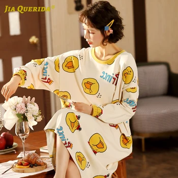 Autumn and Spring New Women's Nightgown Kawaii Little Duck Print Round Neck Long Sleeve Beam Cuff Cotton Sleepshirts for Women
Autumn and Spring New Women's Nightgown Kawaii Little Duck Print Round Neck Long Sleeve Beam Cuff Cotton Sleepshirts for Women