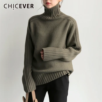 CHICEVER Korean Knitted Women's Sweater Turtleneck Lantern Sleeve Loose Oversize Casual Sweaters Female 2020 Autumn Fashion New
CHICEVER Korean Knitted Women's Sweater Turtleneck Lantern Sleeve Loose Oversize Casual Sweaters Female 2020 Autumn Fashion New
