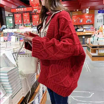 Bat Sleeve Cardigan Women Loose 2019 New Autumn and Winter Thick Sweater Korean Version Of Jacket Knitting Twist Coat Tide F1826
Bat Sleeve Cardigan Women Loose 2019 New Autumn and Winter Thick Sweater Korean Version Of Jacket Knitting Twist Coat Tide F1826