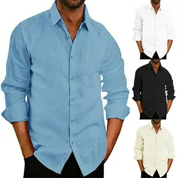 New 2019 Men Fashion Linen Slim Long Sleeve Shirt Male Casual Solid Color Suit Any Clothing Turn-down Collar Shirts Plus Size 
New 2019 Men Fashion Linen Slim Long Sleeve Shirt Male Casual Solid Color Suit Any Clothing Turn-down Collar Shirts Plus Size