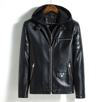 Fake Two Pieces Hoodie Leather Jacket Men Autumn Winter Casual Motorcycle PU Leather Coat Plus Size 5XL Biker Jacket Men Clothes 
Fake Two Pieces Hoodie Leather Jacket Men Autumn Winter Casual Motorcycle PU Leather Coat Plus Size 5XL Biker Jacket Men Clothes