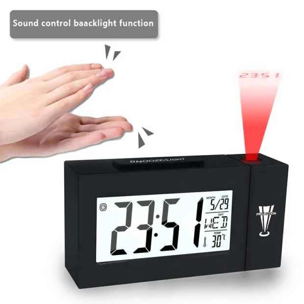 Projection Alarm Clock Ceiling Digital Clock Function Backlight Rotatable Wake Up Projector Multifunctional Table Clock
Projection Alarm Clock Ceiling Digital Clock Function Backlight Rotatable Wake Up Projector Multifunctional Table Clock